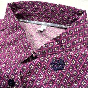 Cinch Western Shirt Womens M Purple Geometric Rodeo Cowgirl Long Sleeve Logo